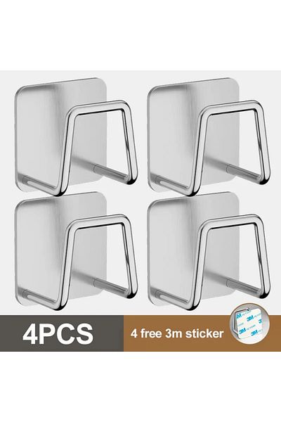 Choice Silver-4PCS Kitchen Sponges Holder Stainless Steel Sink Sponges Drain Drying Rack Self Adhesive Stor