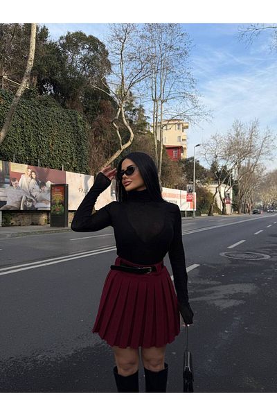 Friday Mood Fusta de damă cu curea plisată