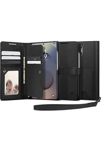 Spigen Wallet S for Samsung Galaxy S25 ULTRA case cover folio (2025) [7 Cards + Cash] - Black
