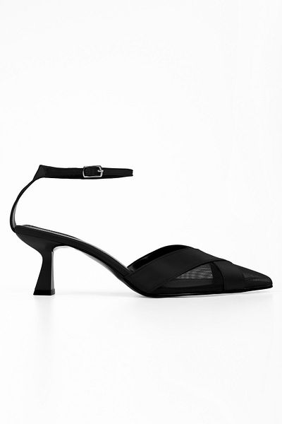 Shoeberry Women's Oira Black Satin Stiletto