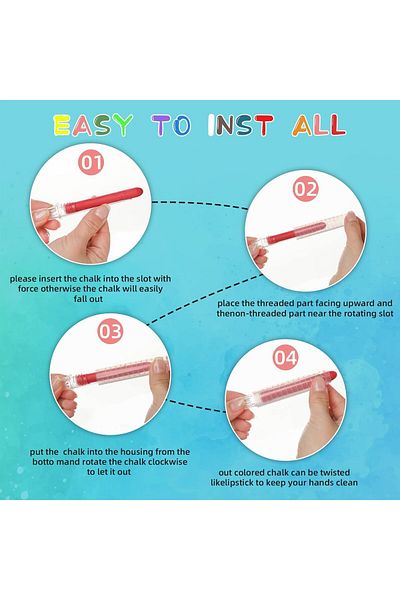 fulina 24 Pcs Dustless Chalk, Color twistable Chalk for Office Whiteboard Painting, Writing