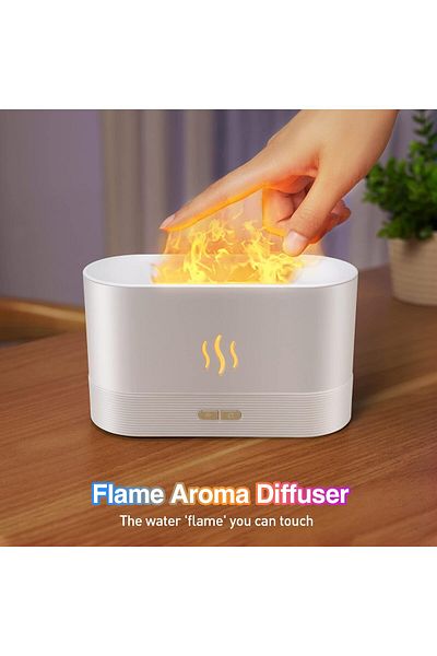 COOYA Oil Diffuser Humidifer with Flame Light Effect, 180ml, 5 Color Flame Lights Auto-Off Function