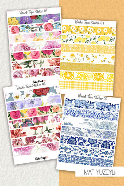 SelisCraft Washi Bant Temalı Mat Sticker Serisi 01 Ajanda Planlayıcı Bullet J...