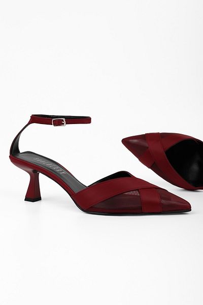 Shoeberry Burgundy Satin Stiletto