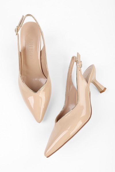Shoeberry Women's Saphira Ten Patent Leather Short Heeled Stiletto