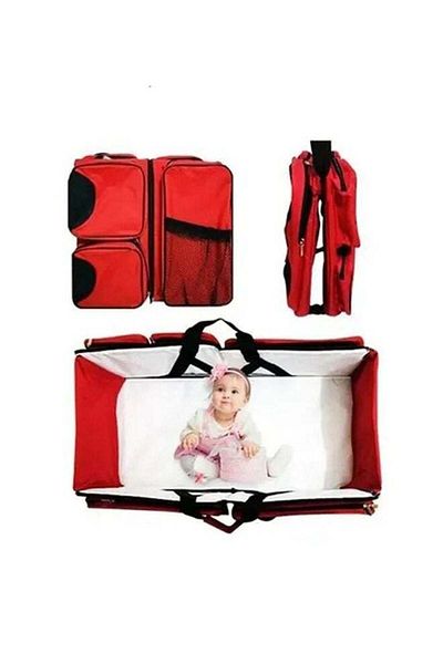 Yelajoy 4-in-1 Traveling Baby Diaper Bag, With Waterproof Cushioning, 75*40*20cm, for outdoor, Red