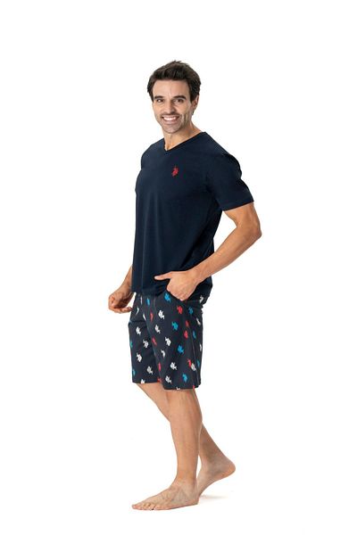 U.S. Polo Assn. US Polo Assn18770 Ανδρικό κοντομάνικο σορτς πιτζάμα με λαιμόκοψη V-Μπλε μπλε