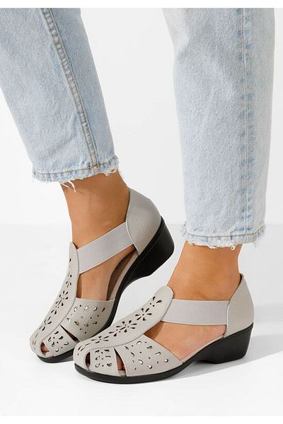 B T Shoes Melona grey low heel sandals