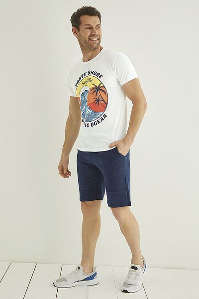 MONAMİSE Monamise 22095 Ανδρικό Σετ σορτς Λευκό Navy Blue