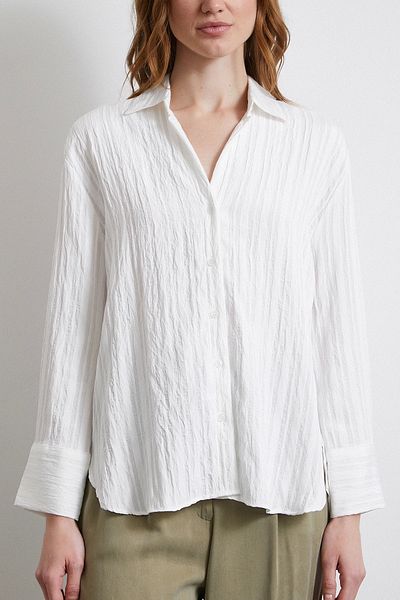 Never more White Stripe Textured Shirt