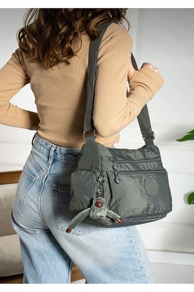 Sanmorris Rochie Femei + Geantă de umăr de mână, stil încrucișat, culoare gri