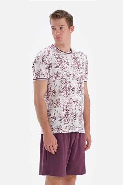 Eros 33072 Ανδρικό λευκό κοντομάνικο σετ πιτζάμα με στρογγυλό σορτς