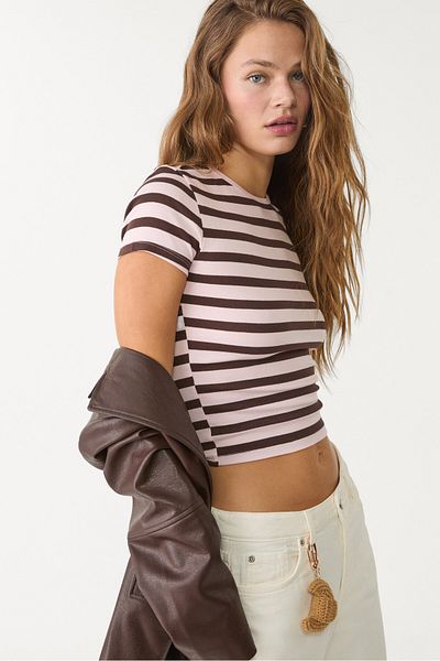 Stradivarius Basic slim fit striped T-shirt