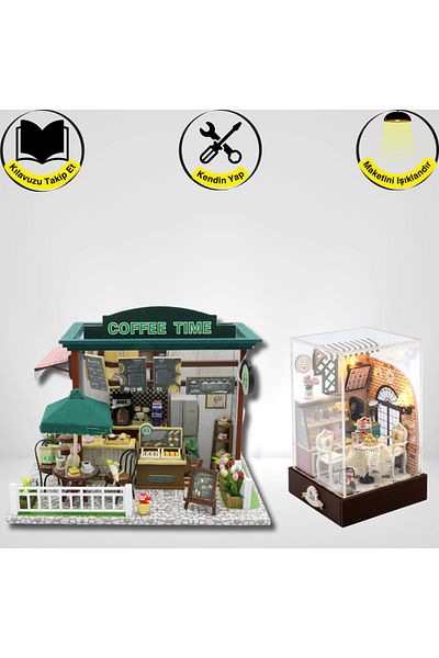 minyaturia Miniature Model Set: Coffee Time & Cake Station |   Double Package | DIY Hobby Set