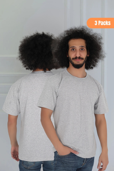 CENNETOĞLU Men's 3-Piece Slim Fit Crew Neck Undershirt T-Shirt