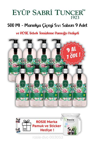 Eyüp Sabri Tuncer Magnolia Flower Liquid Soap Buy 9 Get 7 500 ml and Rosie Gift