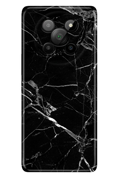 General Mobile Phoneix 5G Kılıf Renkli Silikon Baskılı TPU Mermer Siyah