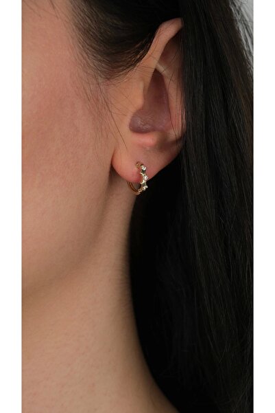 Arpaş 14 Ayar Altın Taşlı Halka Küpe