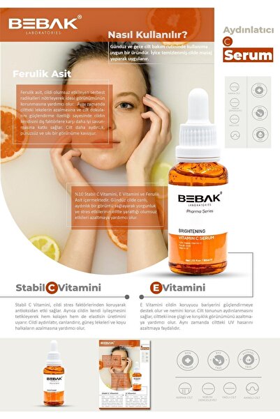 Bebak Pharma %10 C Vitaminli, Aydınlatıcı Ve Cilt Tonu Eşitleyici Serum 30ml