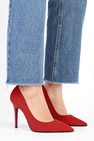 Shoeberry Klassischer Stiletto-Absatz aus rotem Wildleder für Damen