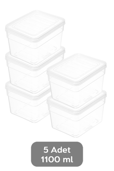 Meleni Home 5-Piece Deep Microwave Compatible Food Storage Container 1100ml - Transparent Lid Organizer Set