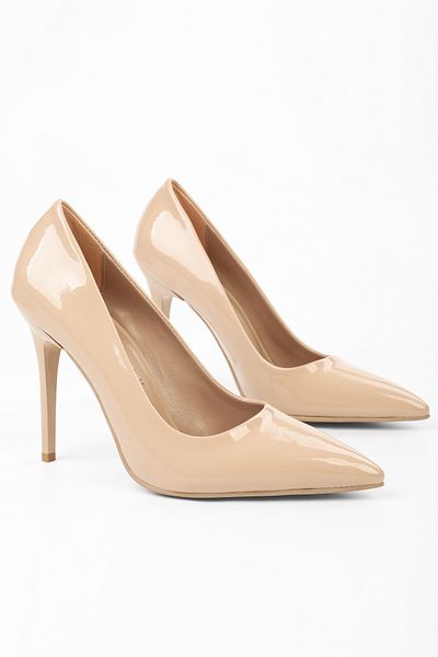 Shoeberry Klassischer Nakou-Stiletto-Absatz aus hellbraunem Lackleder für Damen