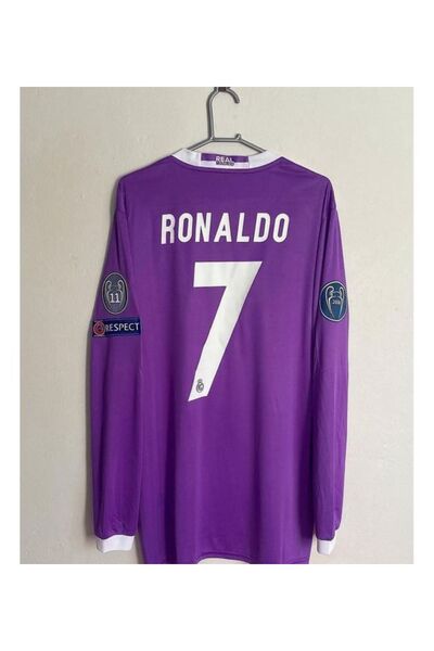 yenteks Cristiano Ronaldo 2017 Cardiff Şampiyonlar Ligi Finali Uzun Kol Mor Renk R.Madrid Forma