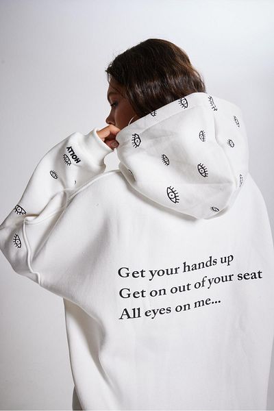 HOLLY LOLLY Oversize Hooded Unisex Eye Sweatshirt White