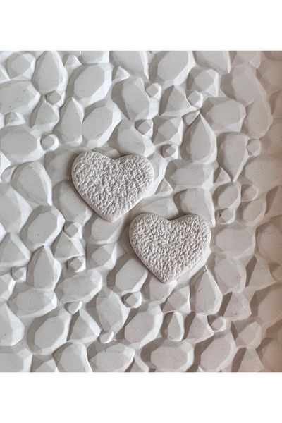 ACCESSORY White Pattern Heart Earrings