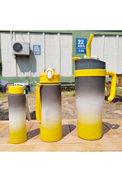 UYGUN VİP HOME 3'lü  STANLAY Tarzı Çift Ağızlı 300ml ,800 ml, 1200ml Motivasy...