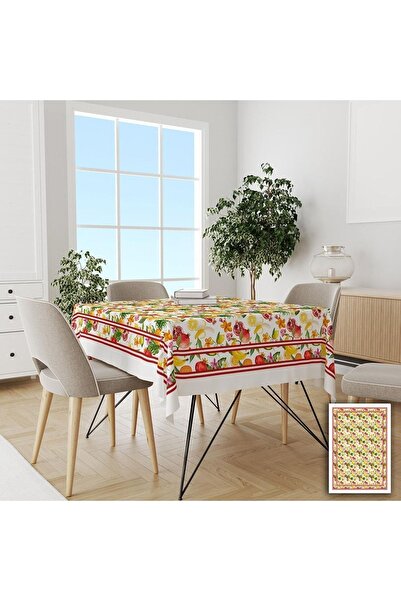yok yok evim eve dair her şey مفرش طاولة سهل التنظيف ومقاوم للبقع بدون رعاية بنمط فواكه مختلطة