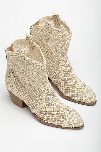 DENORA Μπεζ Nude Cream Tan Lace Fabric Western Cowboy Κοντές καλοκαιρινές μπότες
