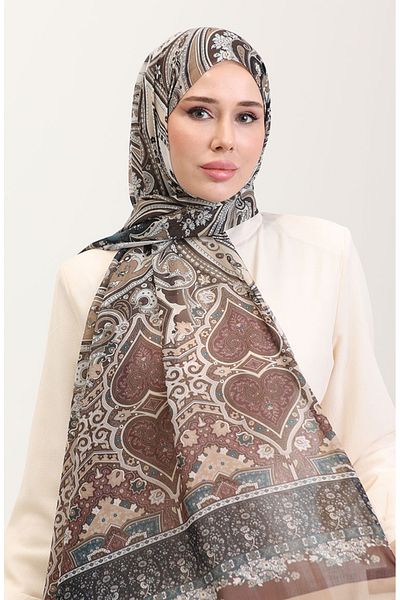 sefamerve Σάλι Karaca Ethnic με σχέδιο βαμβακερό 81086-11 Navy Blue Brown