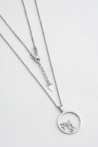 So CHIC... Flora 18 Ayar Beyaz Altın Kaplama 45 Cm Gümüş Kolye