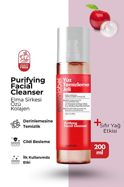 Greenlabel Apple Cider Vinegar Collagen Extract - Revitalizing and Purifying Facial Cleansing Gel 200ml