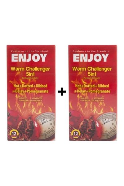 Enjoy Worm Challenger 5-in-1 Deluxe Condoms, 2 Pack - 12 Condoms Each