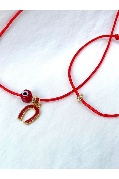 Concept HuBuTU مجموعة من قلادة وسوار بحبل أحمر بسيط من Lucky Evil Eye