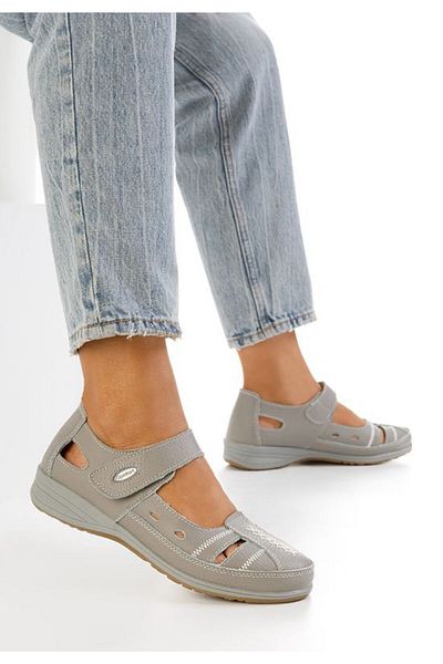 B T Shoes Deby grey genuine leather ballerinas