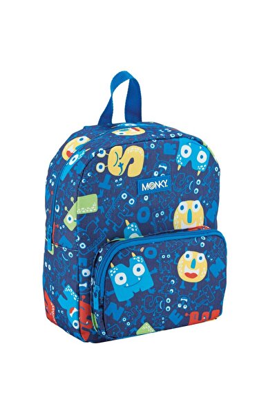 tandem Ghiozdan gradinita Blue Fun Monky 28x23x10 cm
