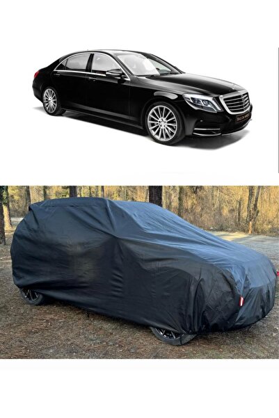 CoverPlus غطاء سيارة متوافق مع سيارة مرسيدس S 500، غطاء سميك للسيارة - أسود