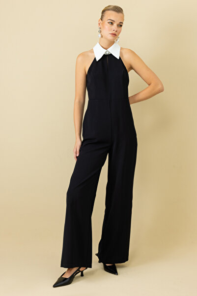 Mi Pret a Porter Mi Gömlek Yaka Yakası Taşlı Tulum