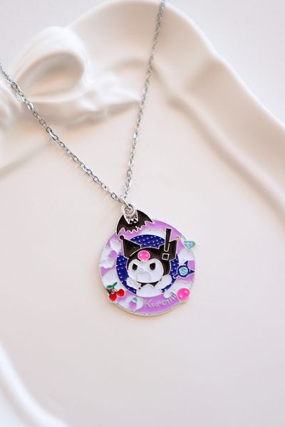 EFBUTİK Round Kuromi Imported Necklace with Silver Color Chain