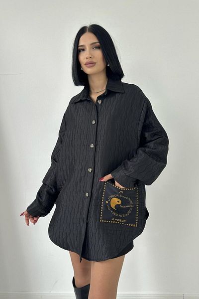 modaserdem Black Pocket Quilted Shirt