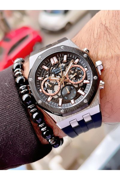 Ferrucci FERRUCCİ FUNCTION SILICONE CORD MEN'S WRISTWATCH + BRACELET WITH GIFT