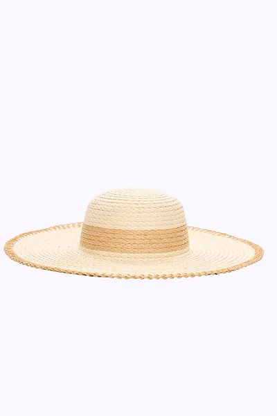 Haşema Ecru Straw Beach Hat with Ribbon Detail 2042