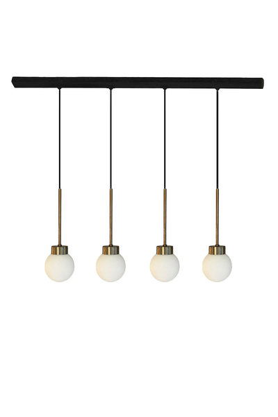 Bamyum Dörtlü Petite Beyaz Cam Avize İnce Eskitme Başlık Retro Sarkıt Restoran Salon Aydınlatma