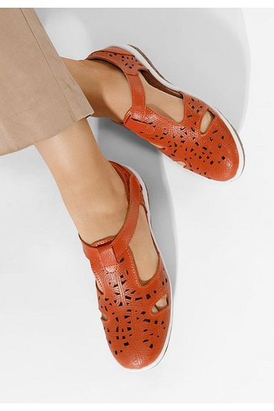 B T Shoes Balerini dama piele Mihely portocalii
