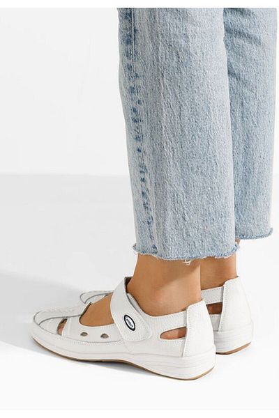 B T Shoes Balerini dama piele Deby albi