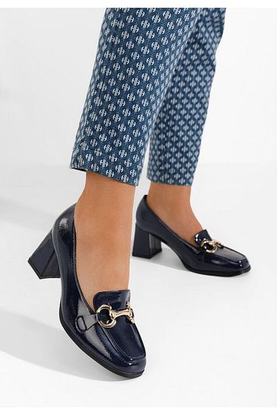 B T Shoes Mocasini cu toc Velosa navy