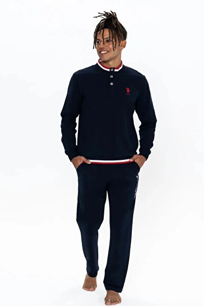 U.S. Polo Assn. 18922 Erkek Lacıvert Uzun Kollu Dik Yaka Pijama Takımı